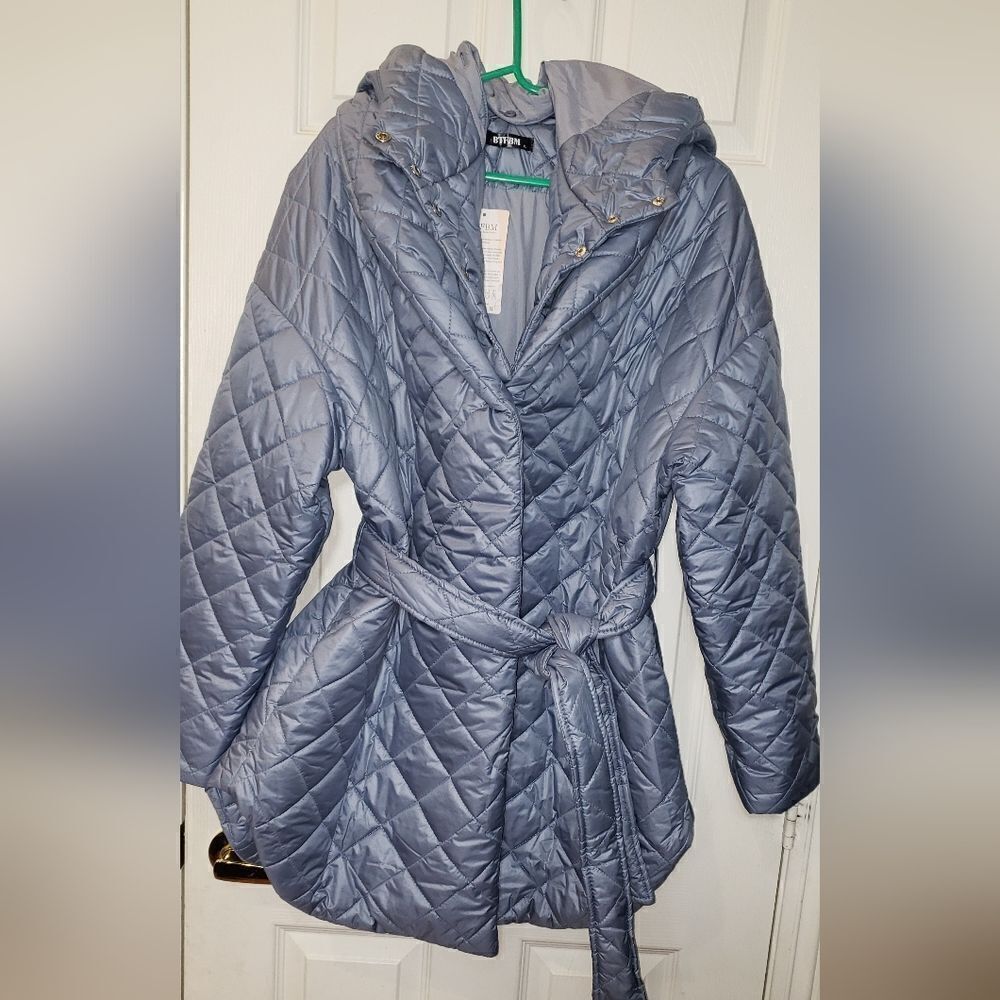 BTFBM NWT Hooded, Quilted, Puffer Coat, Silvery Blue